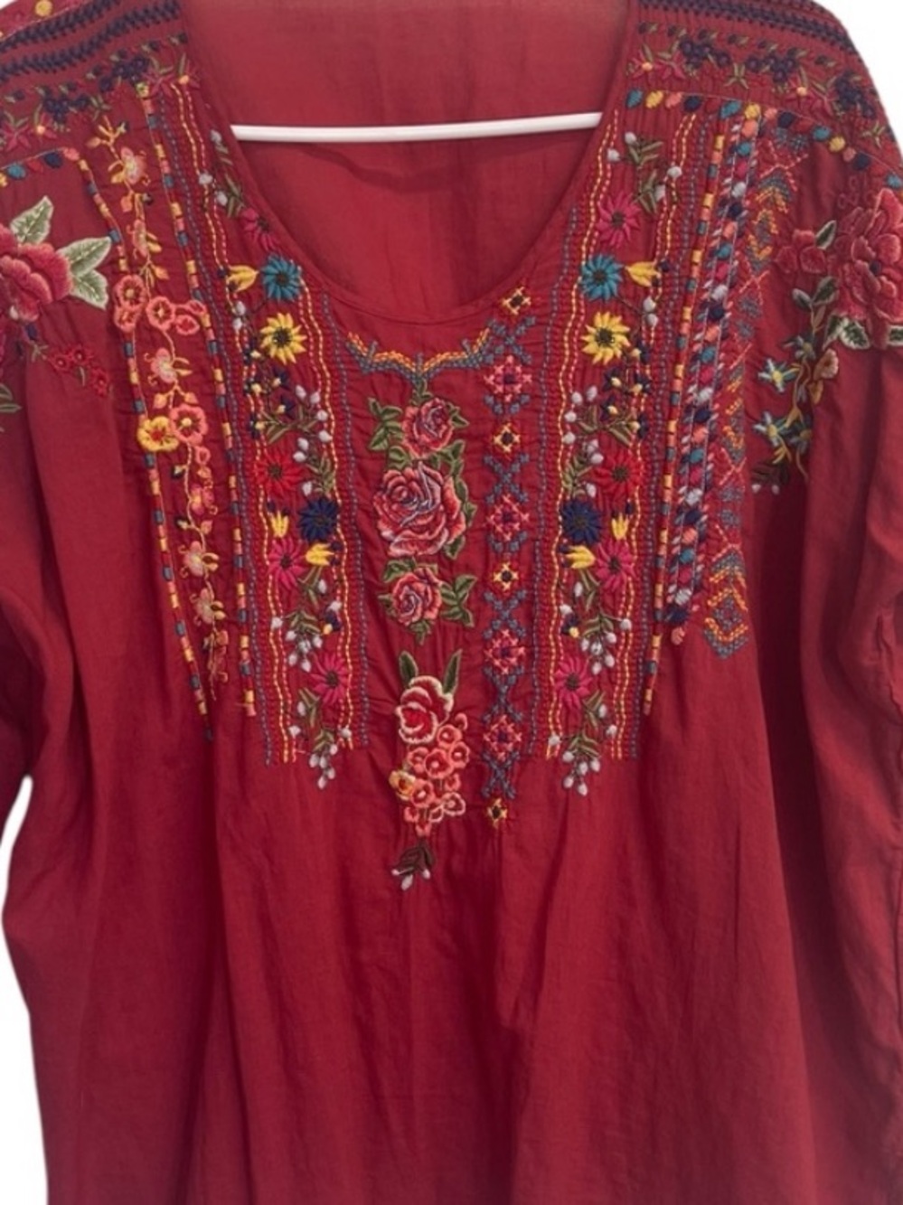 Johnny Was Claude Embroidered Peasant Blouse Tunic Top Boho Festival - Picture 10 of 11